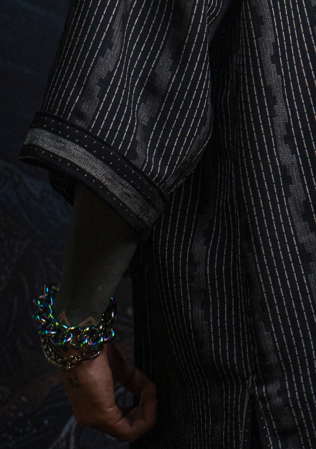 Open Kimono / Indonesian Woven Super Black Reversible - TRIBAL TRAILS